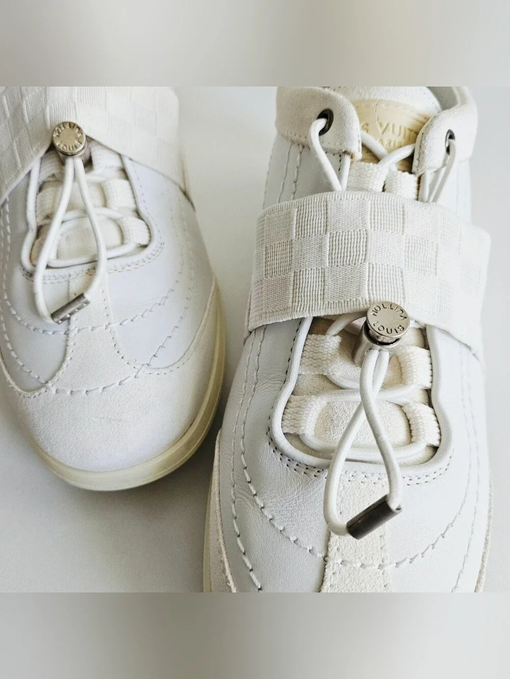 Louis Vuitton White Damier Leather Sneakers